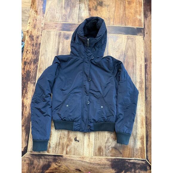 Abercrombie & Fitch Women's Blue Long Sleeves Utility Y2K Bomber Jacket Size L - Picture 1 of 7